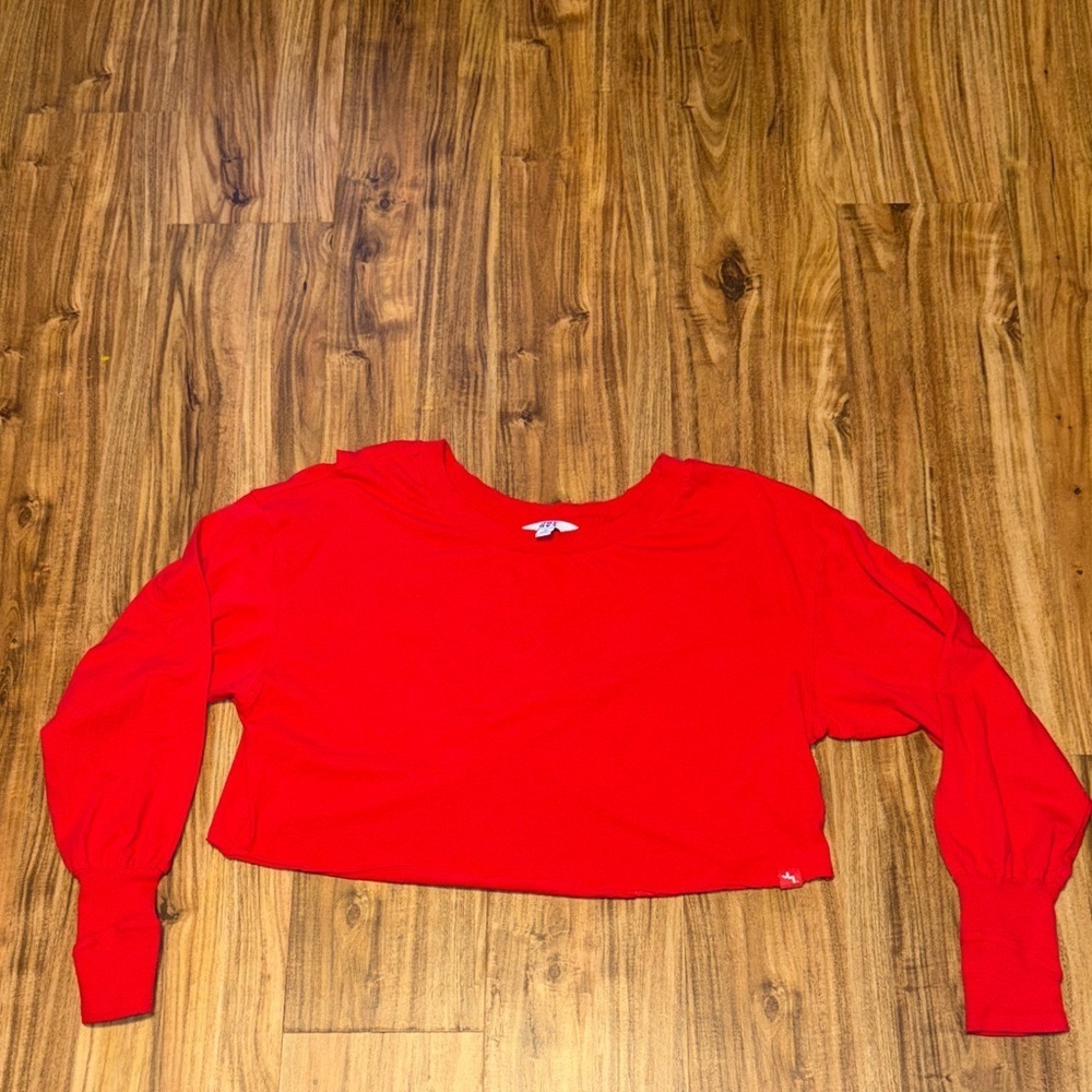 JoyLab women’s medium shirt long sleeve Red athletic split back worn wear raw